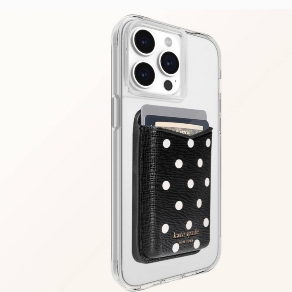 Kate Spade x Target Black Polka Dot Magnetic Phone Card Holder NWT/NIB - Picture 5 of 6